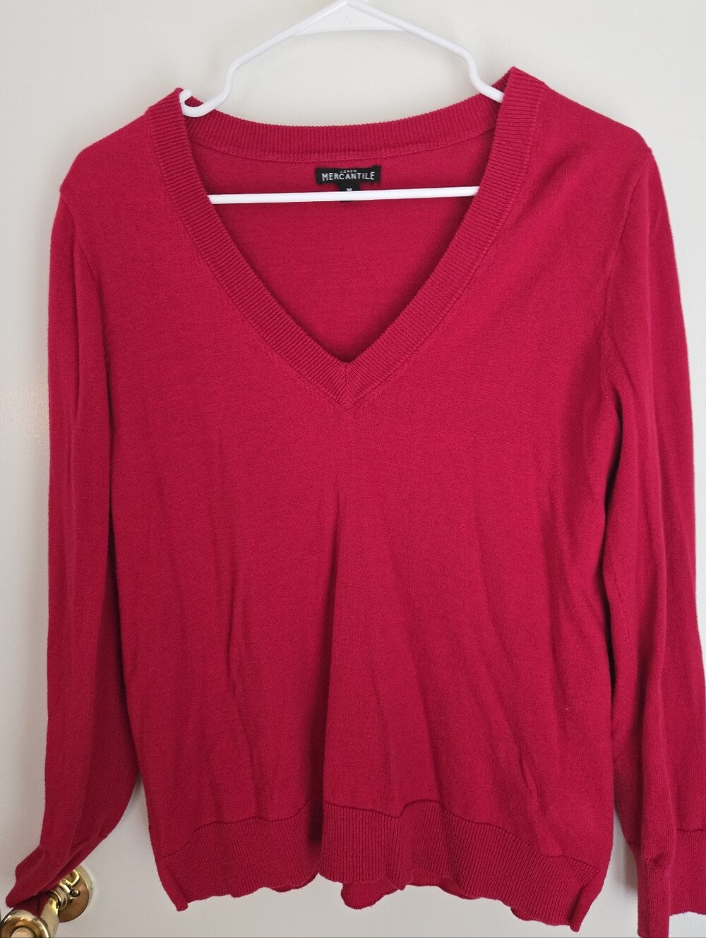 J. Crew Mercantile Women's V-Neck Sweater in Red